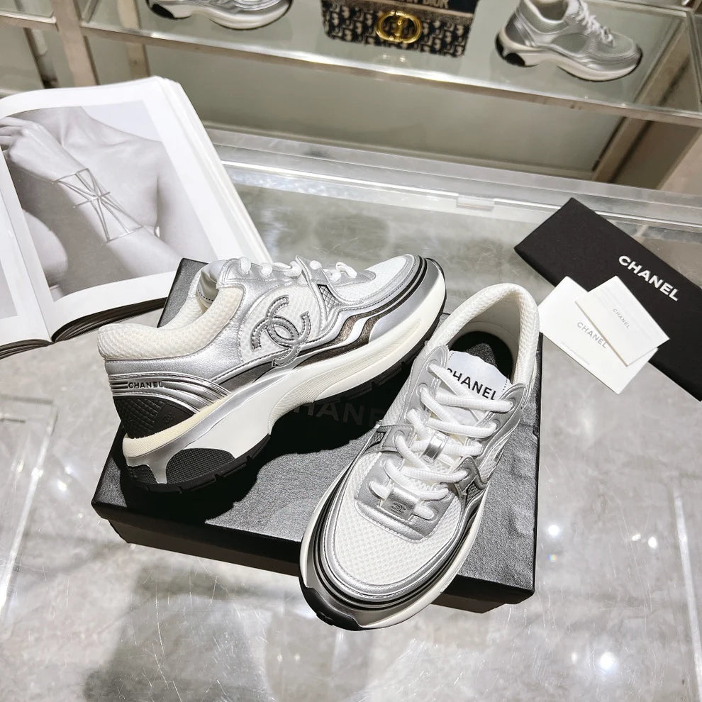 Chanel CC Runner White Silver